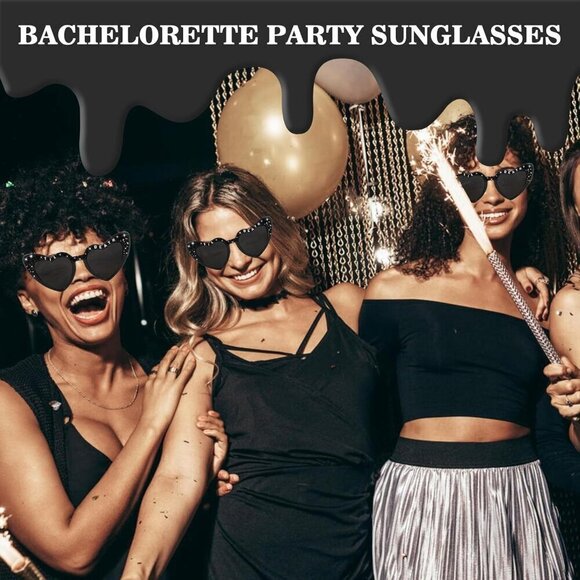 ?Women Black Party Sunglasses Stylish Shiny Diamond Pearl Sunglasses Gift main image 7